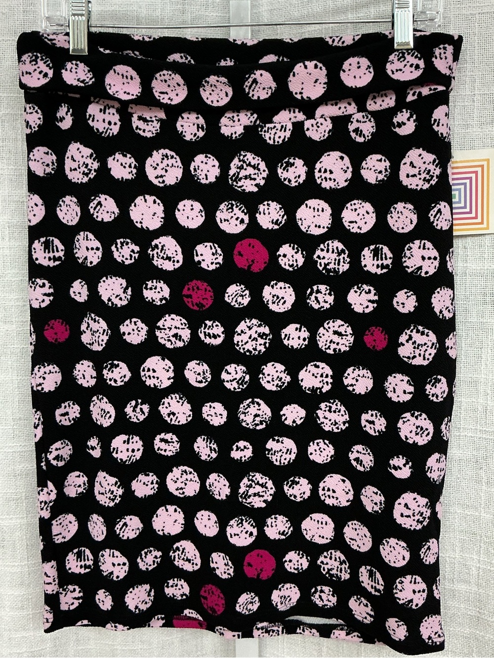 LuLaRoe Black Pencil Skirt with Pink and Magenta Polka Dots
